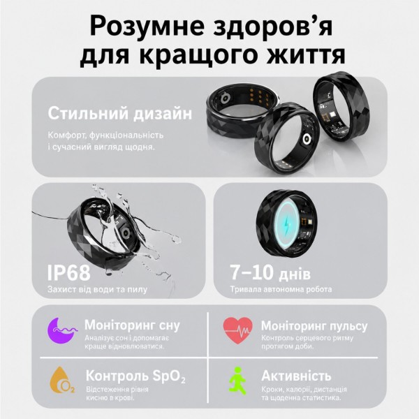 Фото - Смарт - кільце INSPIRE HSR12 Black (HSR12-9-black)